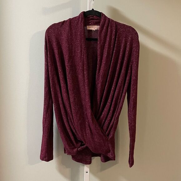 Philosophy Burgundy Wrap Sweater - Picture 1 of 5